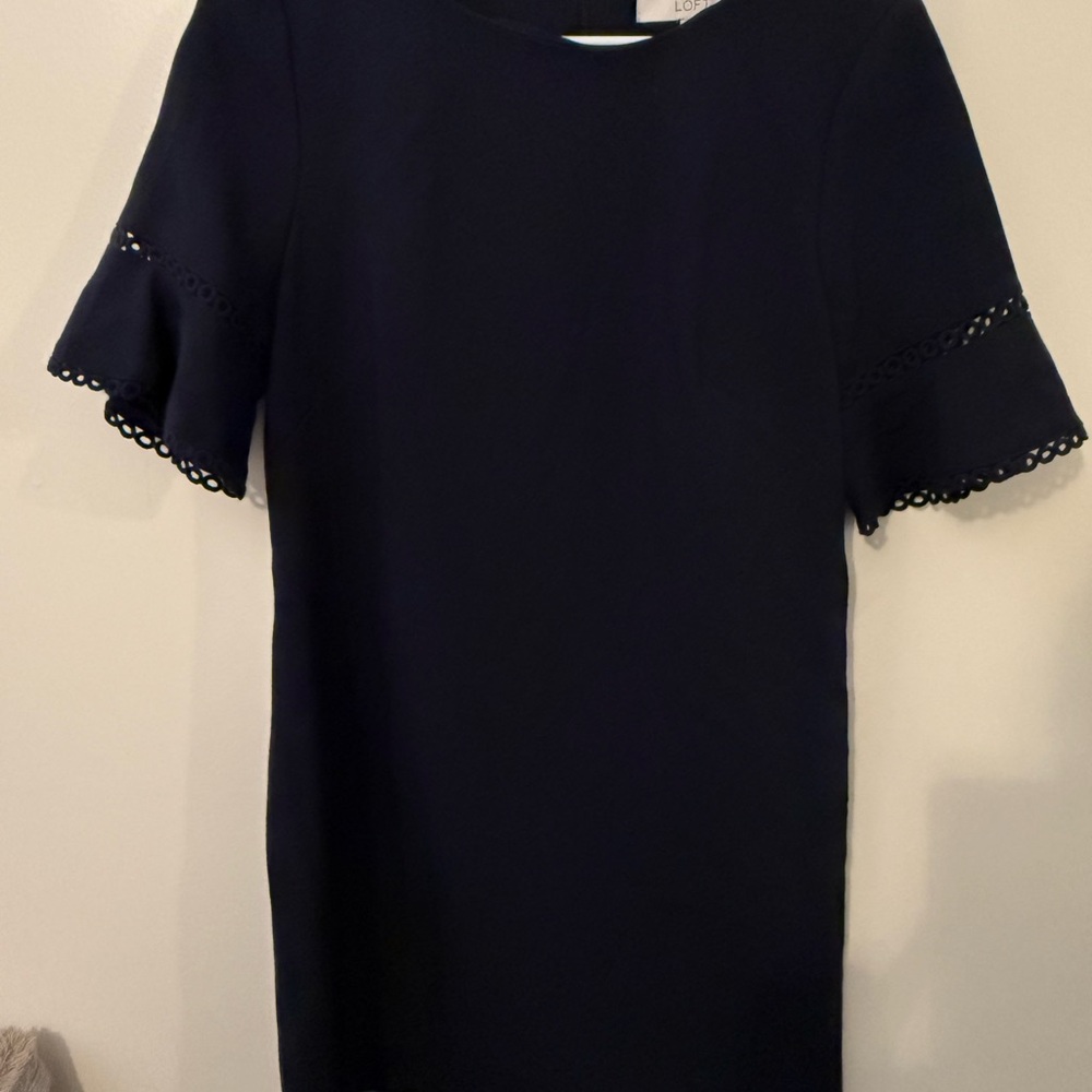 LOFT Midnight Blue Mini Dress with Eyelet Sleeves